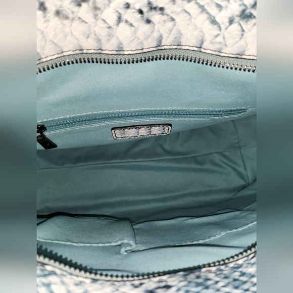 BADGLEY MISCHKA Light Blue Vegan Leather with Multicolor Striped Center Pattern - Picture 8 of 13